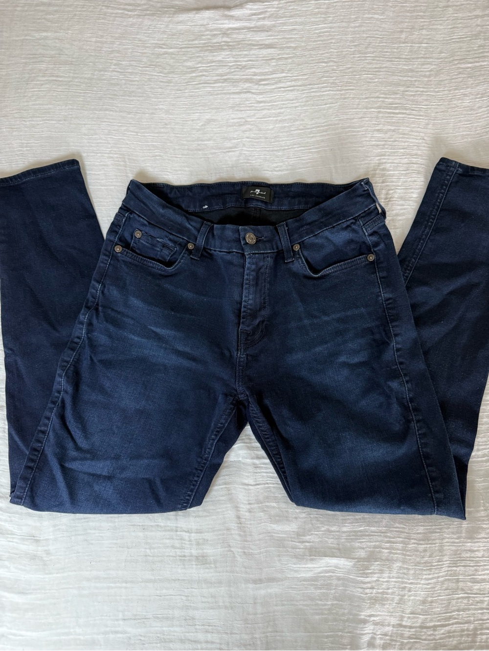 7 For All Mankind Women's Dark Navy Skinny Jeans